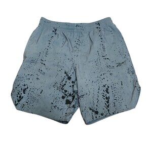 Reebok S Graphic Training Shorts Black Ink Splatter Gray Athletic Lightweight